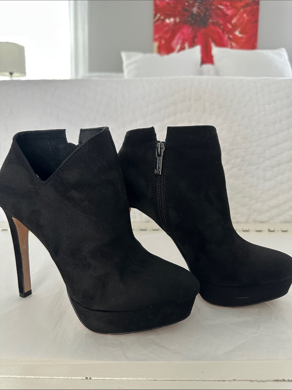 Jessica Simpson Black Suede Wedge Ankle Booties